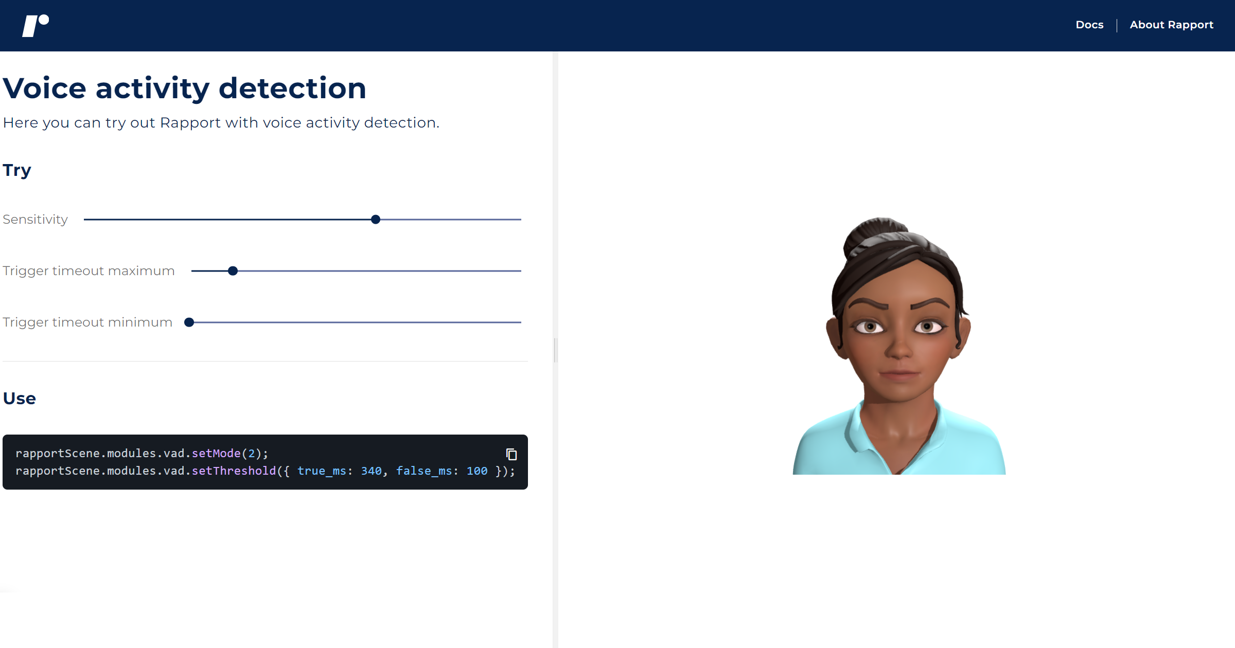 Voice activity detection rapport